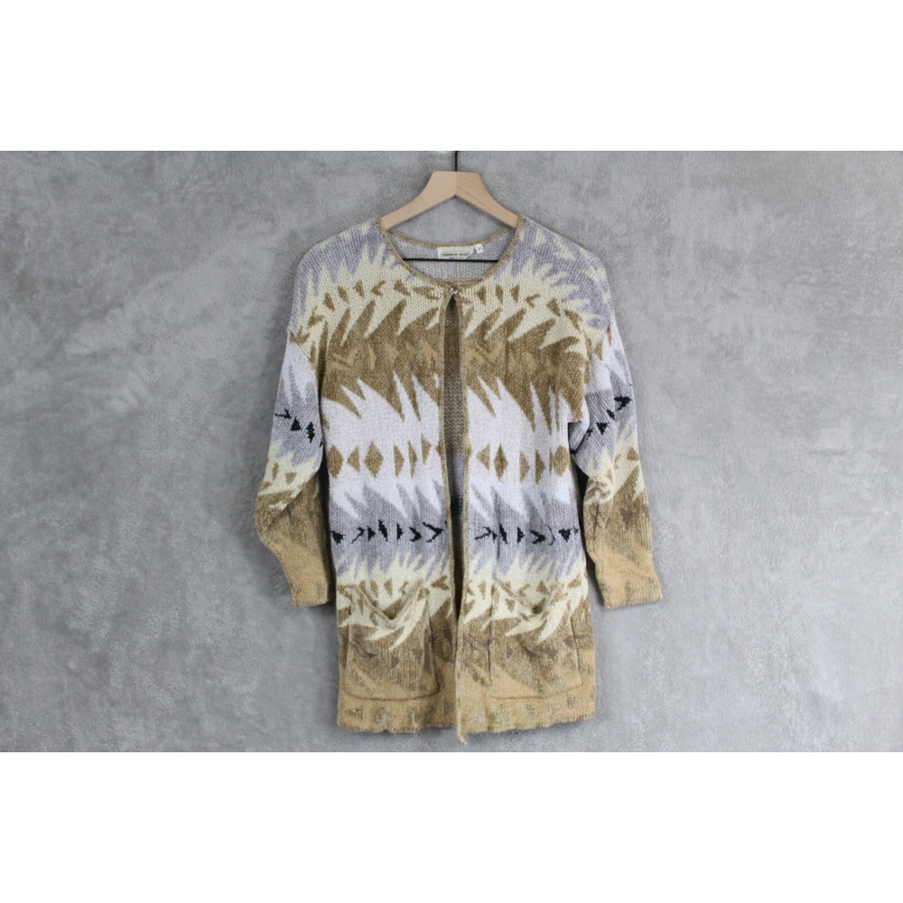 VTG French Rags Cardigan Sweater Womens 2/M Multicolor 3/4‎ Sleeve Boho Hippie
